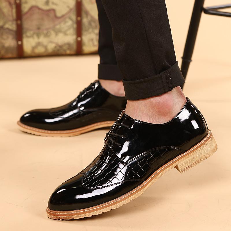 Oxford dress shoes lace up outdoor men's office suit shoes black footwear wedding formal Italian shoes popular big size 48