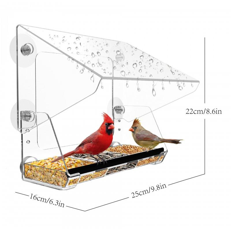 Transparent Window-Mounted Bird Feeder Hummingbirds With Strong Suction Cup Plastic Waterer House