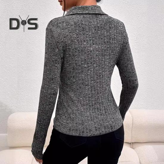 Knitting Cardigan Lapel Long Sleeve Single Breasted Knitting Coat Women Solid Color Slim Fit Outwear Knitwear