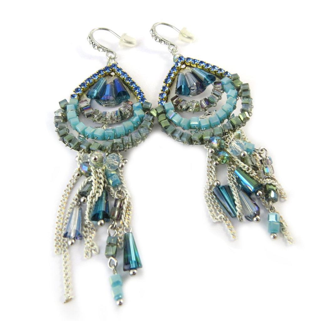 Lily-Crystal [P0225] - Boucles Créateur 'Sissi' bleu vert