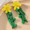 1 Pair Spring/Summer New Bohemian Style Handmade Beaded Flowers & Sequin Tassel Fashion Earrings for Women
