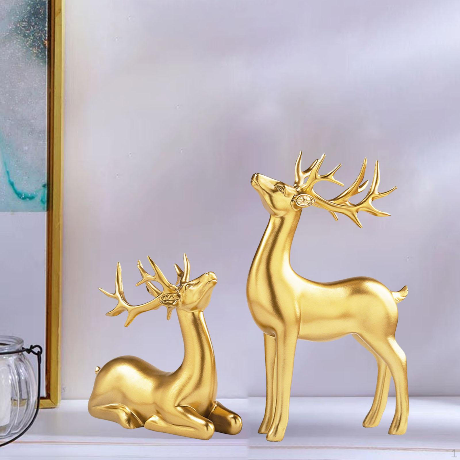 

2 Statue Resin Figurine Animal Sculpture Craft for Desktop Bedroom Office Decor Ornament
