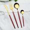 4Pcs Western Colorful Dinnerware Set Stainless Steel Cutlery Dinner Set Knife Fork Coffee Spoon Silverware Kitchen Tableware Set