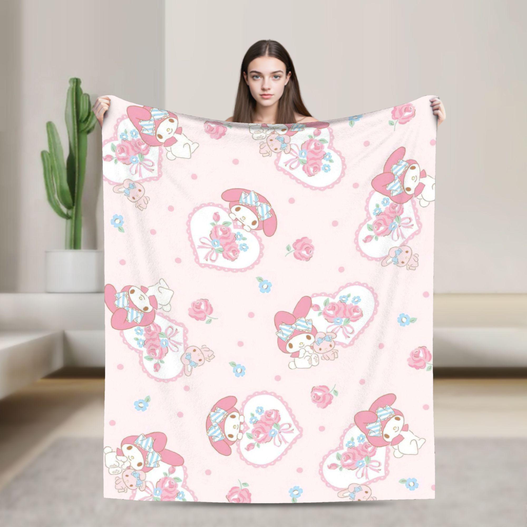 

Cute My Melody Cartoon Blankets Fuzzy Funny Warm Throw Blanket for Bed Sofa Summer 75x90cm