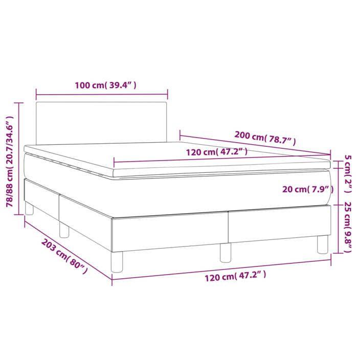 3140997 vidaXL Divan Bed with Mattress Grey 120x200 Cm Faux Leather