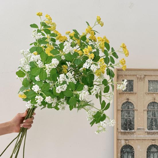 Artificial Flower Branch Realistic Stem And Green Fake Flower with Leaves for Floral