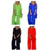 Boho Damen lockeres zweiteiliges Set lässiger Pullover-Top mit kurzen Ärmeln