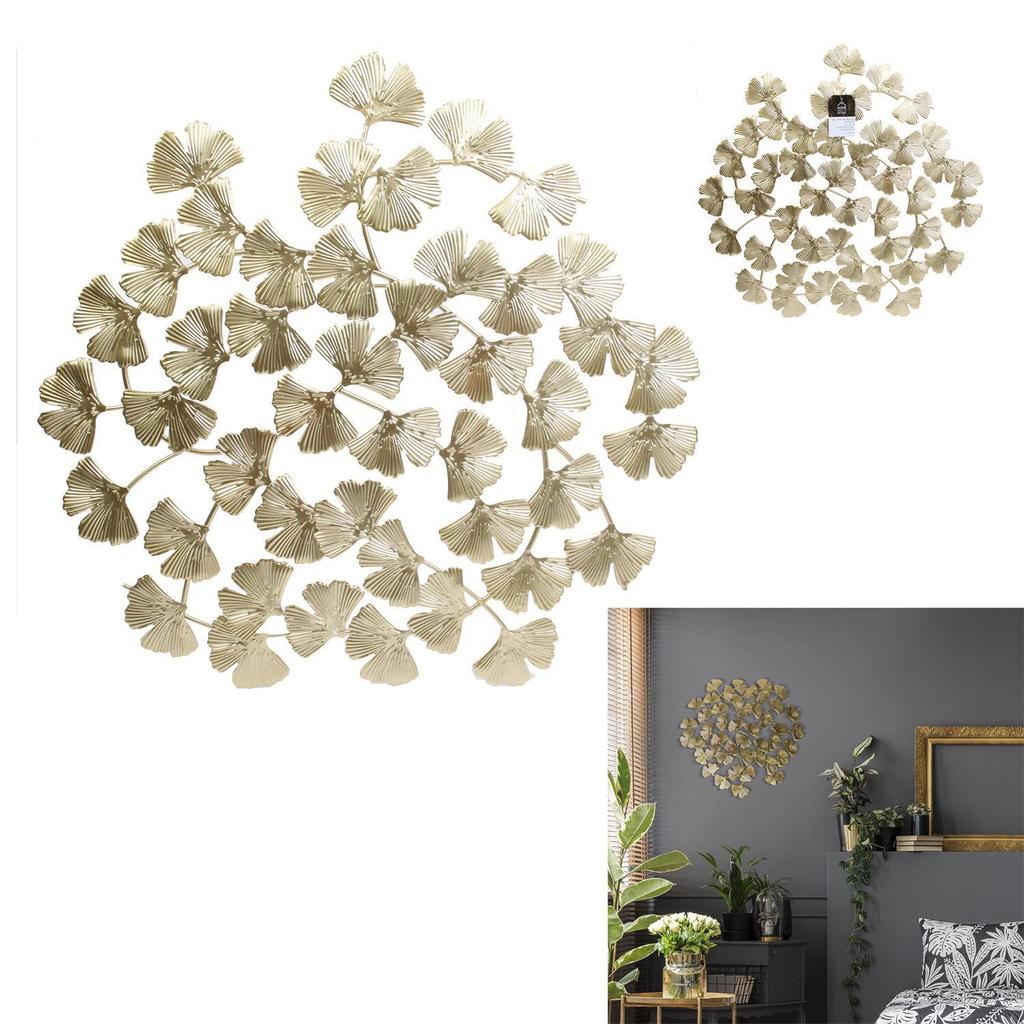 WALL DECORATION metal ginkgo golden glamour