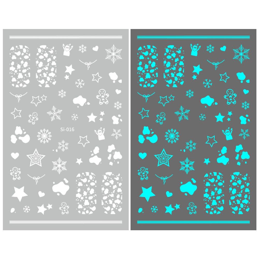 2026 Luminous Green & Blue Nail Stickers for Professional Salons - White-Enhancing Style