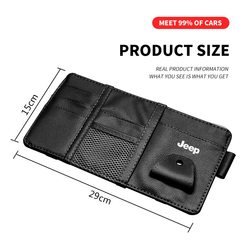 New Car Sun Visor Organizer Multi-Pocket Glasses Clip Car Storage Bag For Jeep Wrangler Grand Cherokee Compass Renegade Cherokee Gladiator