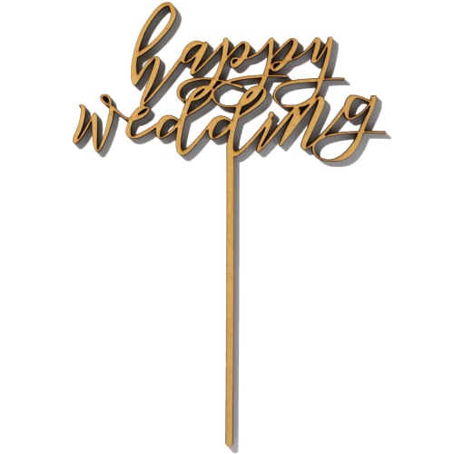 

KNOP happy wedding wooden cake topper for weddings
