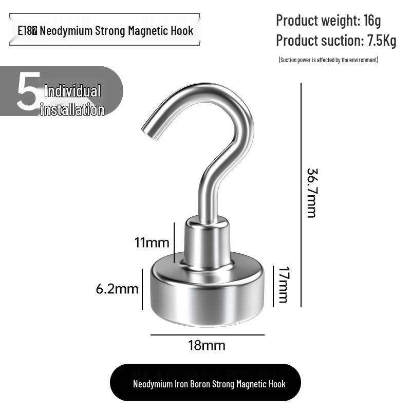 Silné magnetické lepicí háčky, bez vrtání, pro vysoké zatížení, velká velikost pro použití v kuchyni/na lednici.
