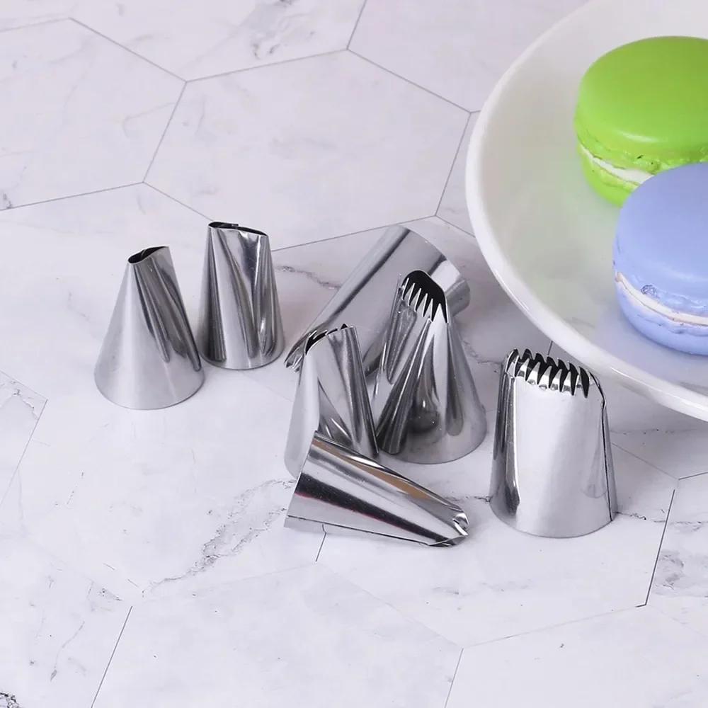 For  1 Set of 5 Large Stainless Steel Pipe Nozzles for Baking DIY Set Cake Decoration