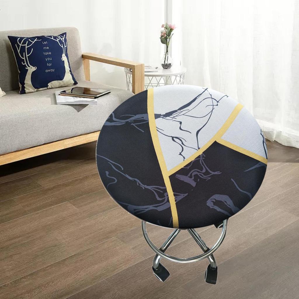 Stretchy Round Bar Stool Cover, Washable Barstool Chair Seat Cover Printed, Non