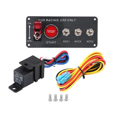 12V Racing Car Engine Ignition Switch Panel Start Push Button Toggle Carbon Fiber