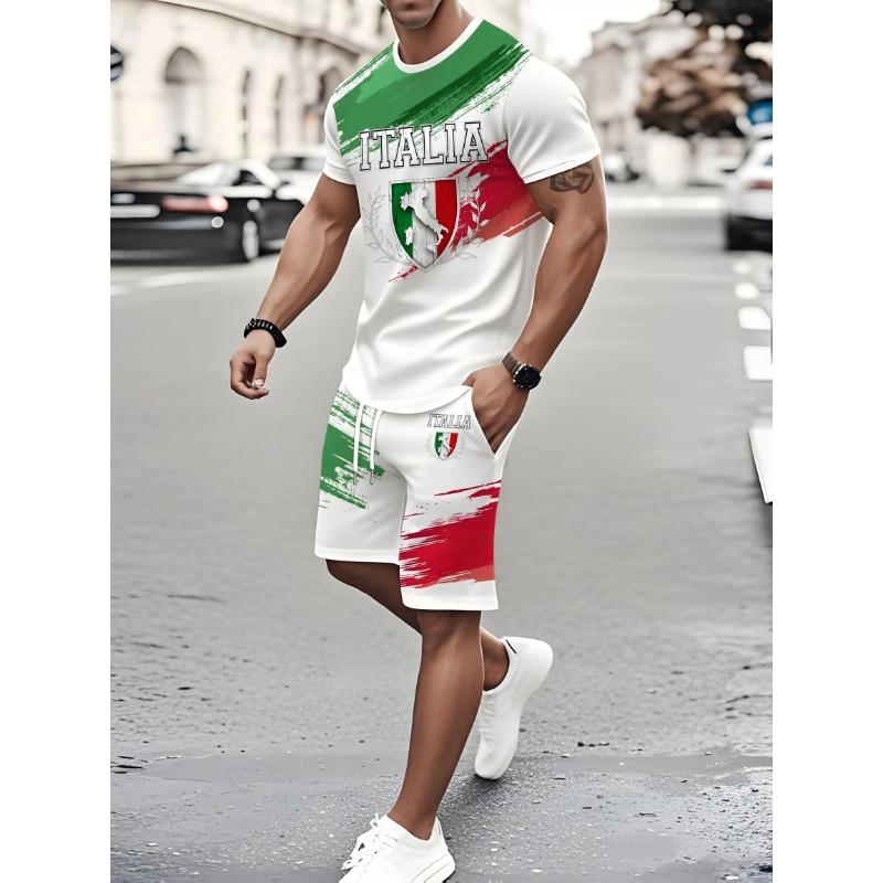 

Breathable Outdoor Men s T-Shirt & Knee-Length Shorts Summer 3D Printed Set S