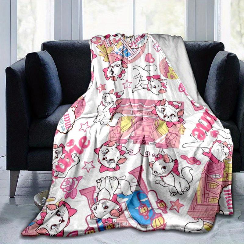 1pc. Cute Marie Cat Print Blanket, Seasonal Universal, Home Decoration, Throw, Cartoon Blankets, Soft Flannel Throw Blanket, Versatile & Coz