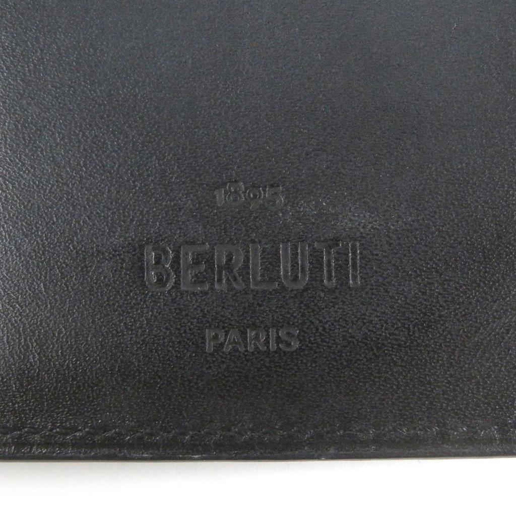 Very Good BERLUTI Purse Espace Calligraphy Scritto Long Wallet Billfold Black Leather Mens Used
