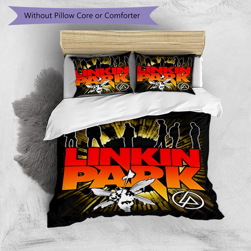 3-teiliges Linkin Park1 Design Bettwäsche-Set - HD-bedruckte Bettwäsche mit 1 Bettbezug und 2 Kissenbezügen - Perfekt für die Dekoration von Zuhause und Studentenwohnheim