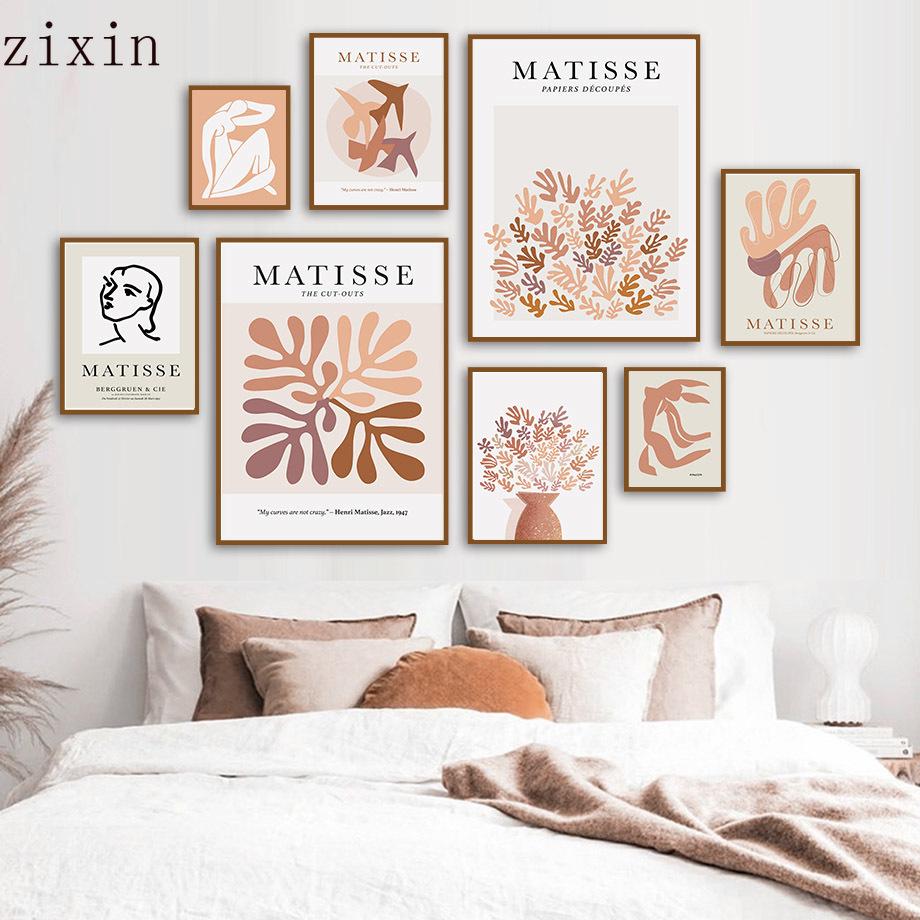 

Абстрактные линии Женщина Матисс Лист Голубь Скандинавские плакаты и принты Настенное искусство Холст Живопись для декора гостинойНастенная картина