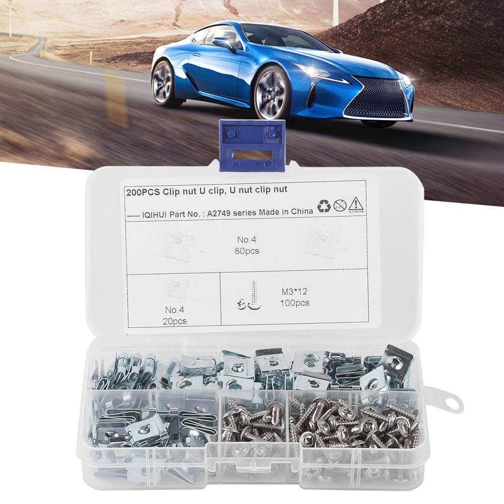 200 Set and Screw Assortment Kit, Auto Car Clips Fasteners with Screws Fixing Hardwares for Bumper Dash Door Panel Interior