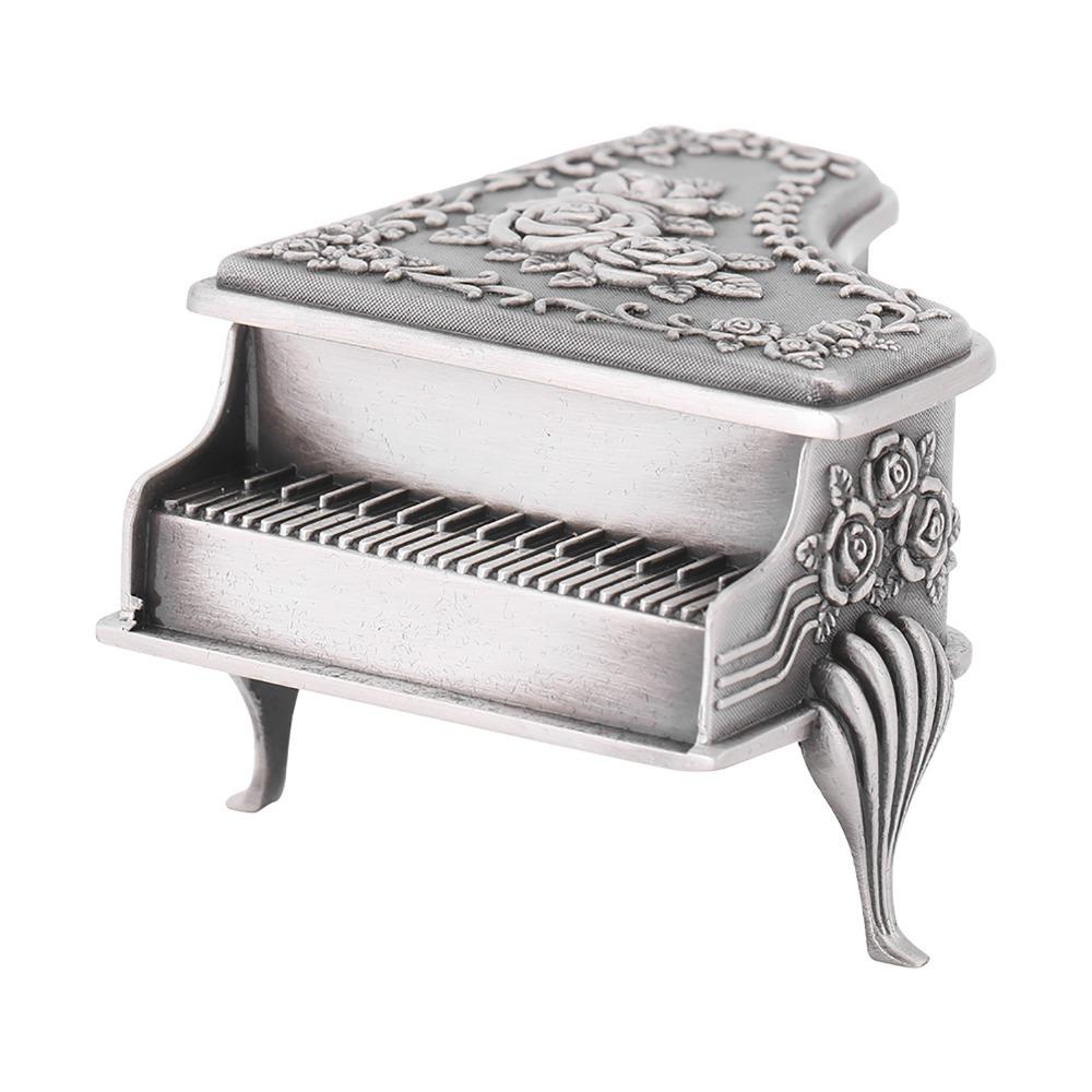 Piano Rose Carved Jewelry Case Rose Flower Zinc Alloy Jewelry Storage Jewelry Storage