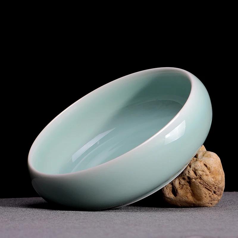 celadon Ceramic Ink Dish Chinese Writing Brush Washer Tray Paint Plate Art School Supplies