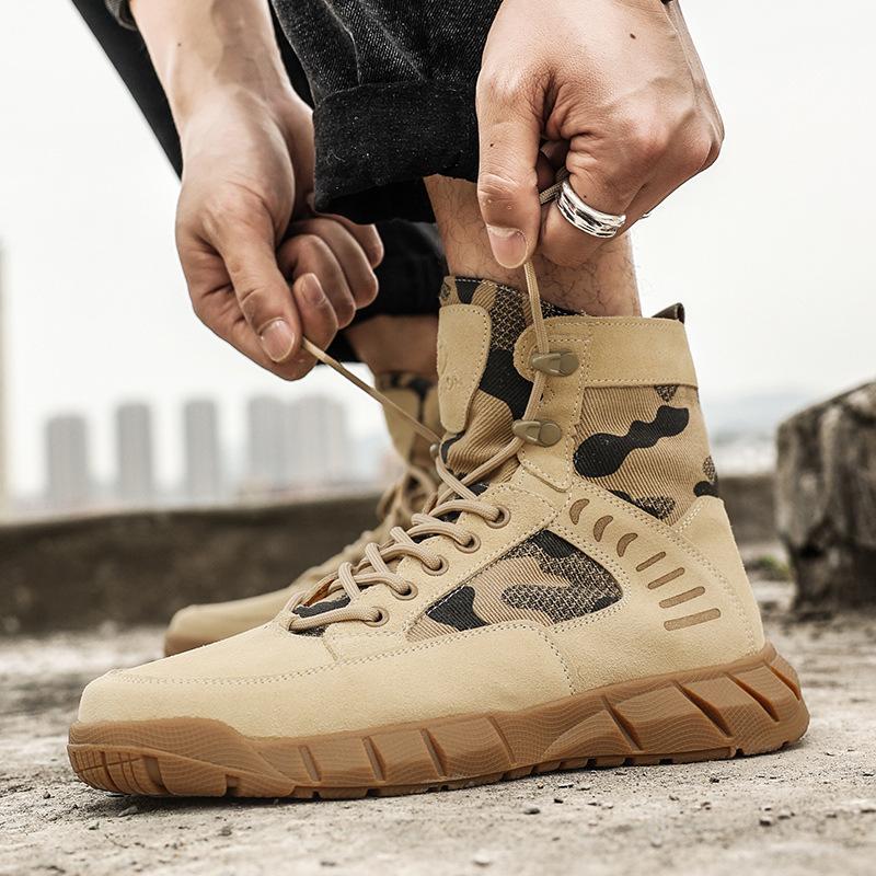 

Extra large size men s shoes spring and autumn 2025 new desert short boots outdoor windproof and sandproof tooling boots mountaineering Martin boots 38