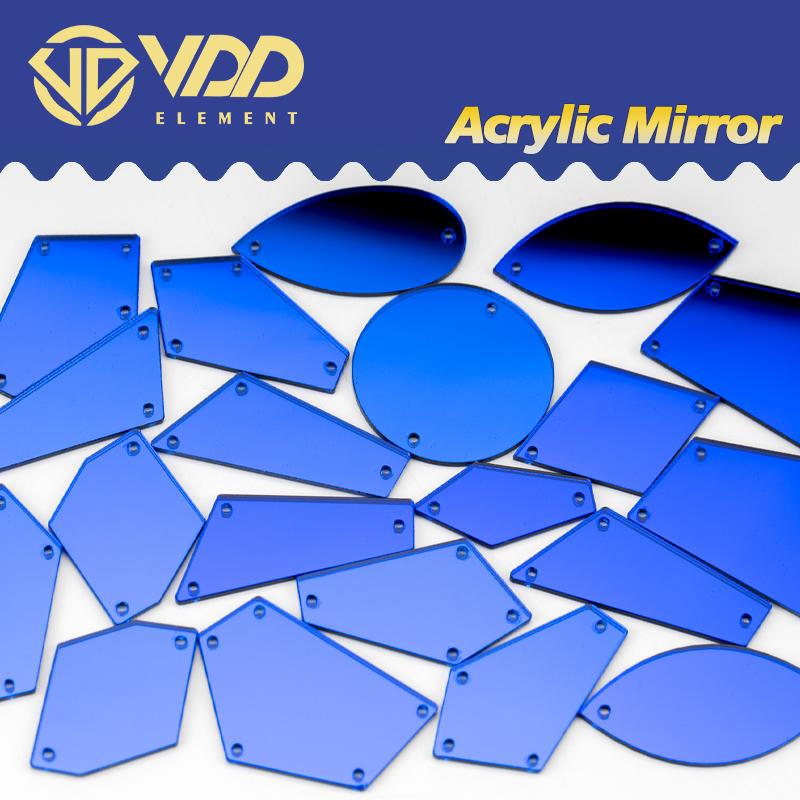 VDD 30/60/200Pcs Mix Size Acrylic Mirror Sewing Rhinestones Sew on DIY Crafts FlatBack Sewn Stones for Garment Dress Decorations