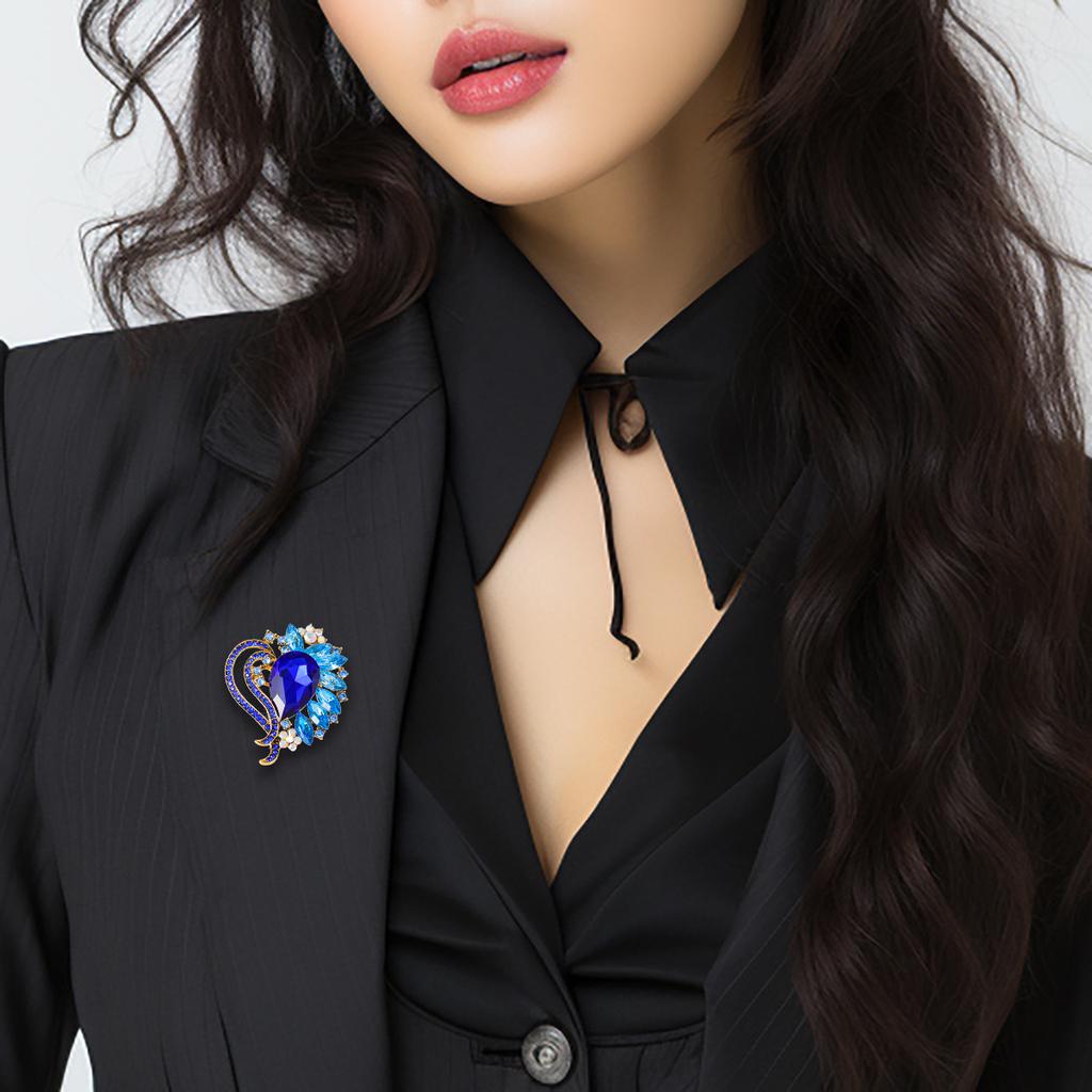 Retro Crystal Susceptible Dress Brooch Personality Versatile High-end Clothing Coat Coat Accessories