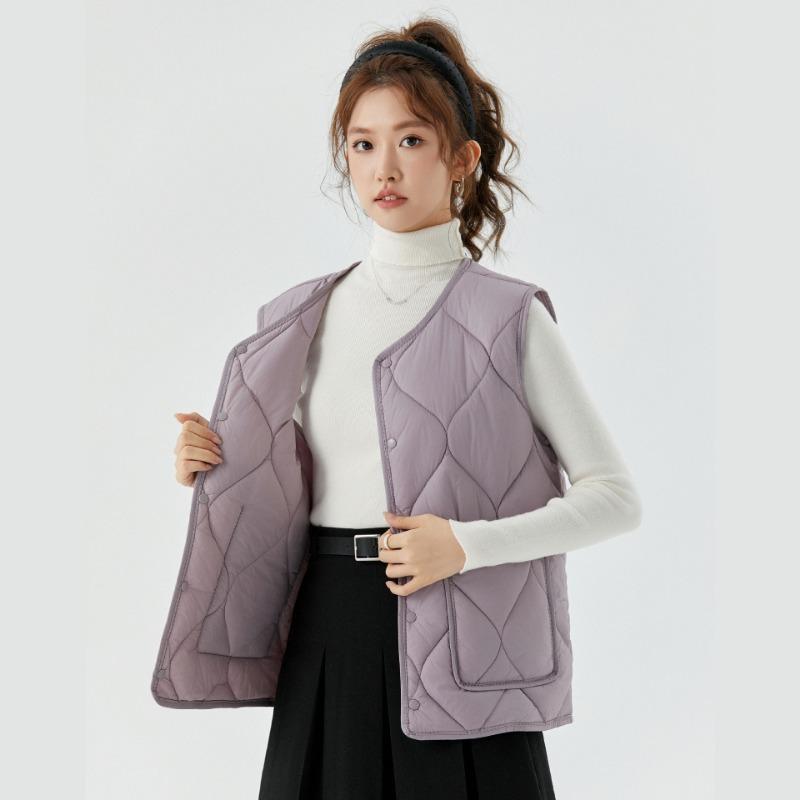 Women's Warm, Enlarged, Thickened and Velvet Inner Vest, Women's Lamb Wool Buttons, Casual Outer Cotton Vest