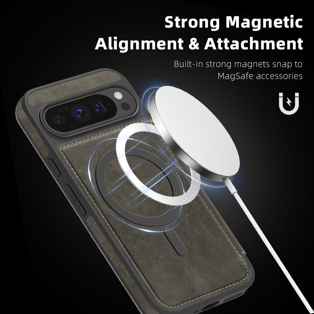 For Google Pixel 10 Pro Xl 9a 9proXl 8 Pro Card Holder Flip Magnetic Wireless Charging Business Retro Phone Case Leather Cover