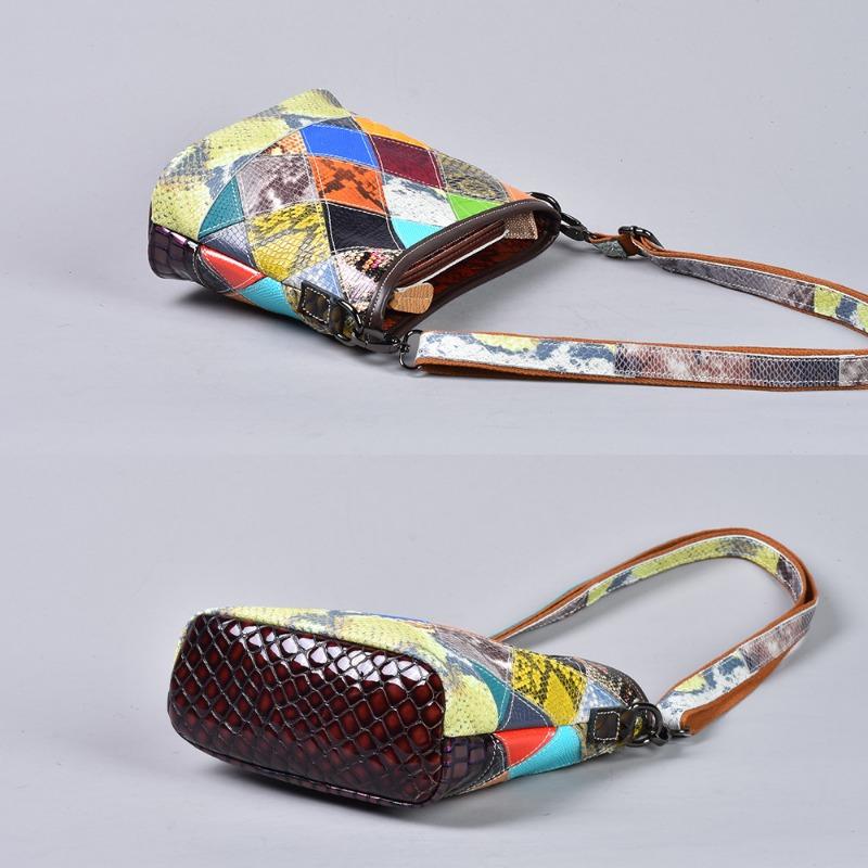 Genuine Leather Women's Bag Women's Checkered Crossbody Single-shoulder Bag Small Bag