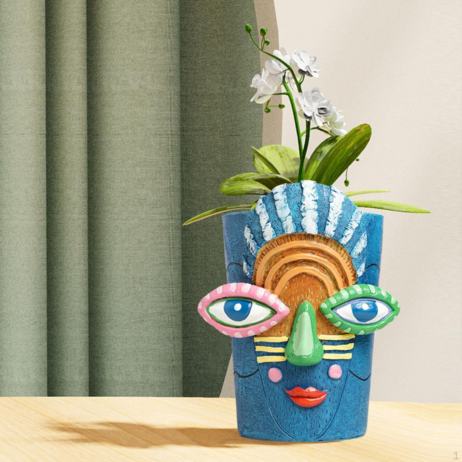 

Абстрактная женская голова, горшок для цветов, украшение для дома, многофункциональное украшение из смолы для телевизора, шкафа, столовой Size S