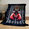 "Boxing Gloves and Crown Design" Patterned Blanket, Flannel, Suitable for All Seasons, Home Decor, Warm and Cozy