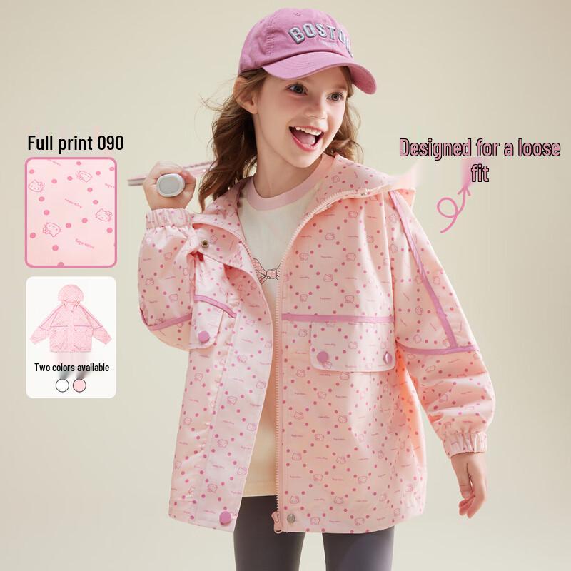 Hello Kitty Girls  Full-Print Hooded Casual Jacket 110
