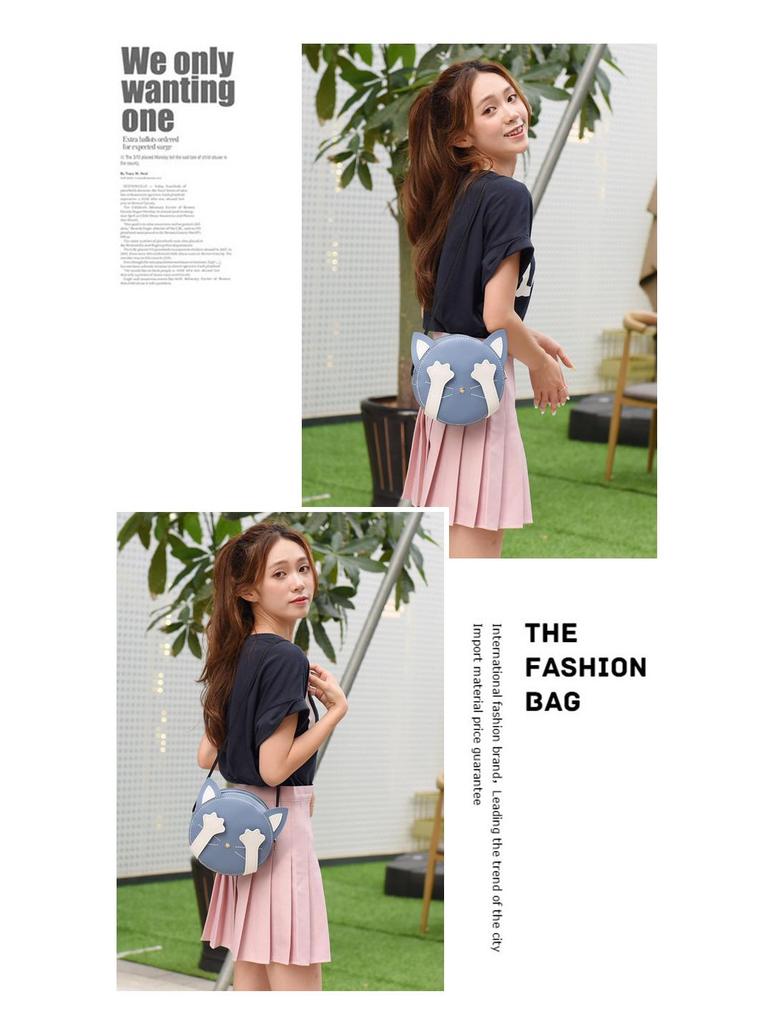 Korean Style Knitting Kit: DIY Crossbody Bag - Cute Student Fashion with Kitten Design