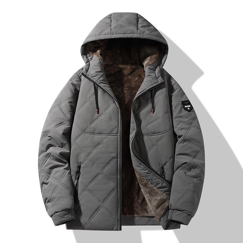 Men's Plus Size Thickened Velvet Cotton Jacket - Autumn/Winter Casual Multi-Pocket Warm Coat