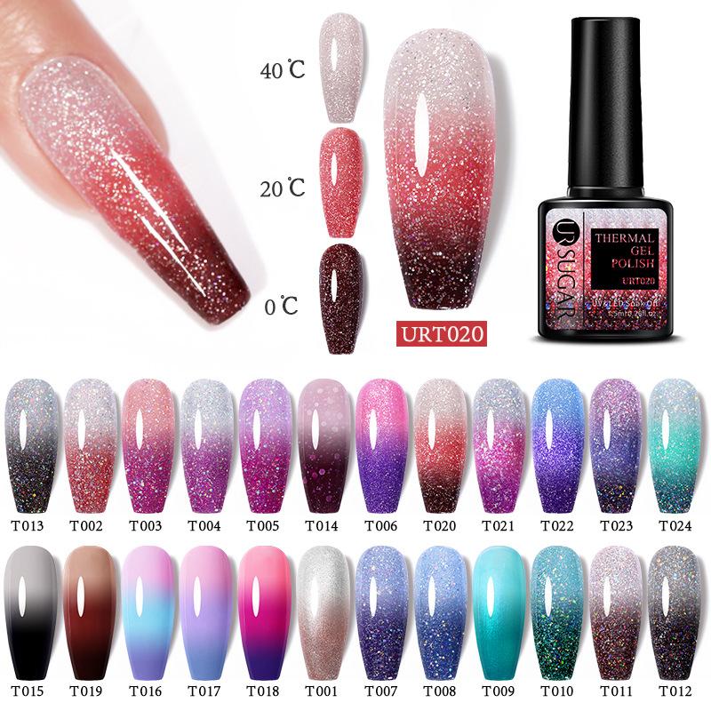 URSUGAR Temperaturwechselnder Nagellack Gel UV LED Soak Off 15ml Holografisch Aurora