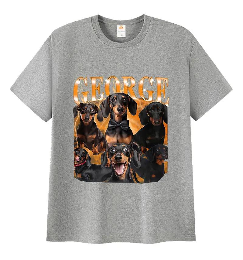 George Dog Funny Meme Graphic T Shirt Men Casual Fashion Cotton Short Sleeve T-shirts Unisex Vintage High Quality Cotton T-shirt