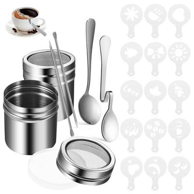 Set de șabloane de cafea Șabloane agitator de pulbere stropire decor stilou latte pentru recipient de zahăr lingură