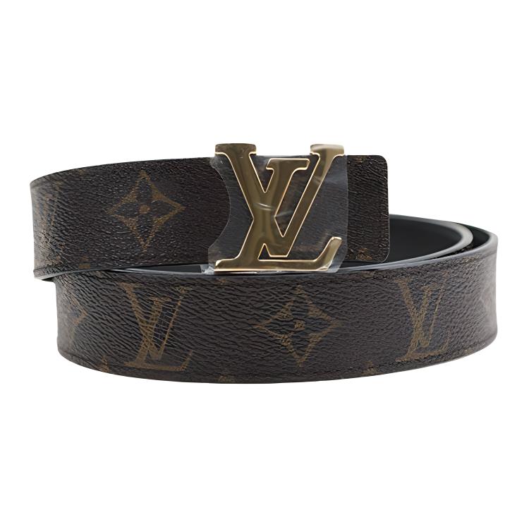 LOUIS VUITTON Monogram Canvas Leather Belts Womens Black/Brown Width 3cm