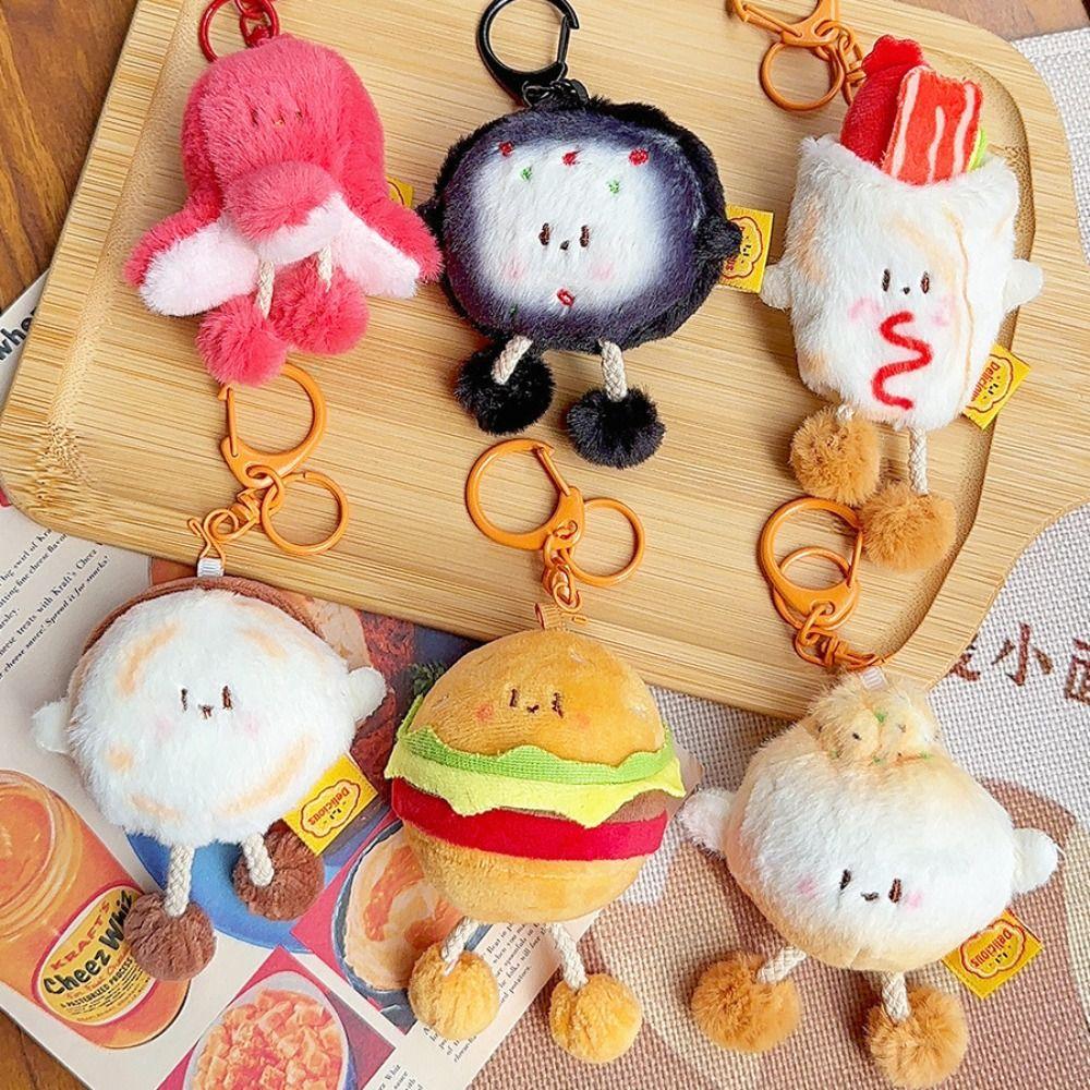 Sausage Hamburg Key Chain Drawing Feet Plush Doll Toy Mini Plush Food Pendant  Decoration