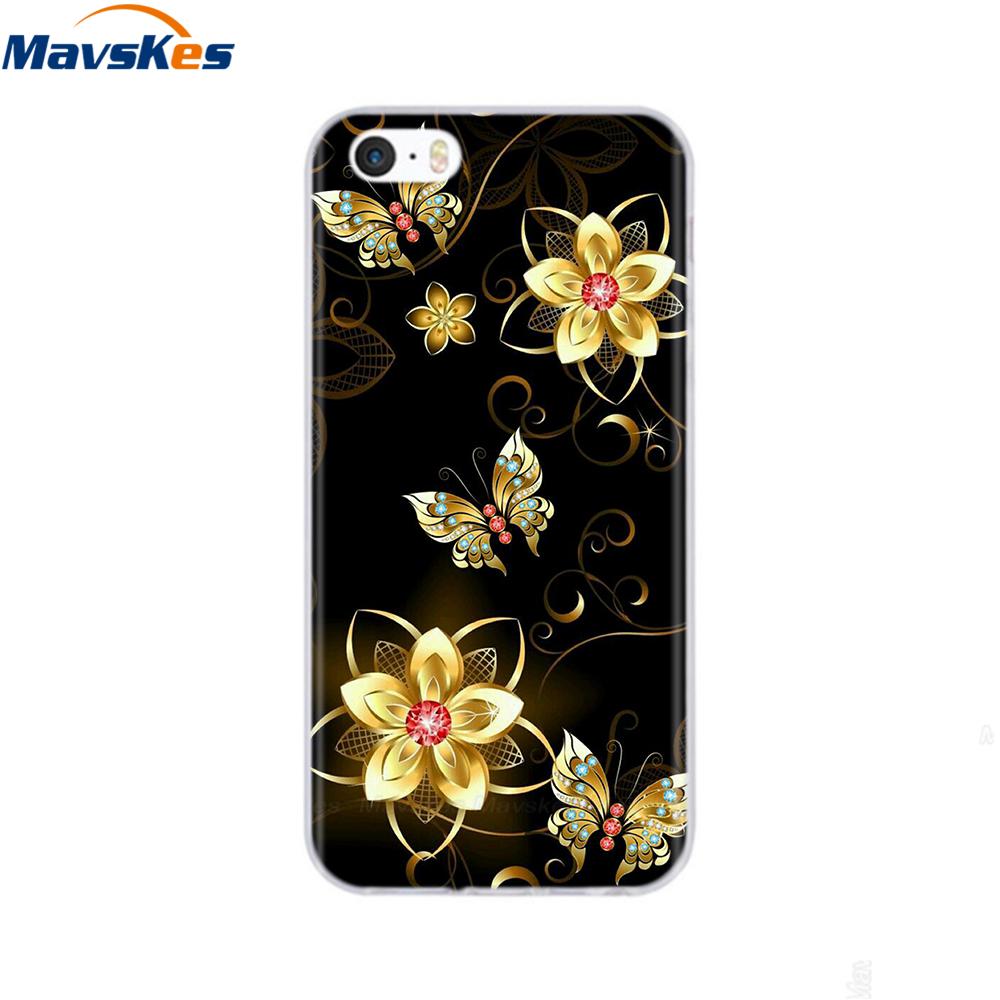 soft tpu case for iPhone 4 4s 5 5s SE 6 6s cute cartoon cat flower fashionable silicone phone case cover full protective coque