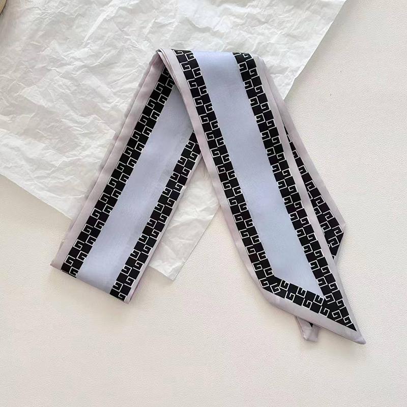 Kvinner Smalt Langt Skjerf Trykkmønster Chiffonsilke Strikk Svart Veskebånd Hodebånd Choker Streamer Hårbånd Lite Skjerf