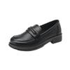 Black British style small leather shoes women's 2025 new flat single shoes autumn women's shoes large size women's middle-aged loafers