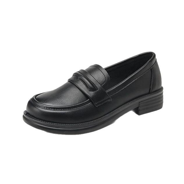 Black British style small leather shoes women's 2025 new flat single shoes autumn women's shoes large size women's middle-aged loafers