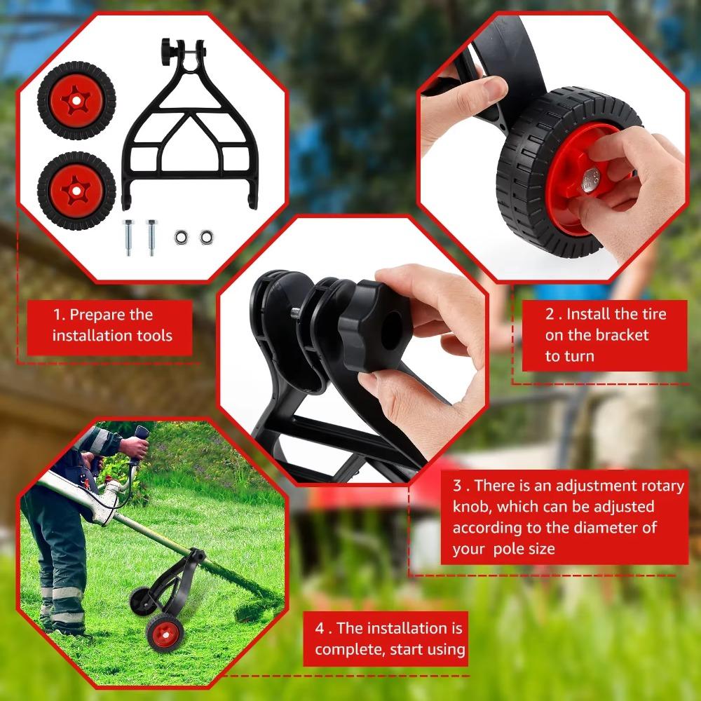 Adjustable Mower Auxiliary Wheels Stablize Mower Wheel Attachment  Mowing The Lawn
