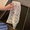 Women Silk Scarf Hollow Embroidery Lace Floral Leaf Design Ribbon Solid Color Lightweight Hair Tie Street Wear