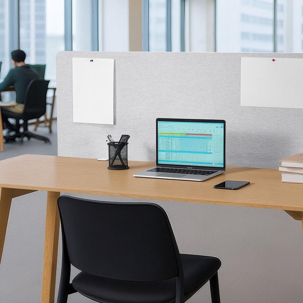 Desk Divider Privacy Panel, 1524 X 610 Mm Clamp-on Office Desk Partition, PET Cubicle Partition Panel, Workstation Privacy Divider with 2 C-Type